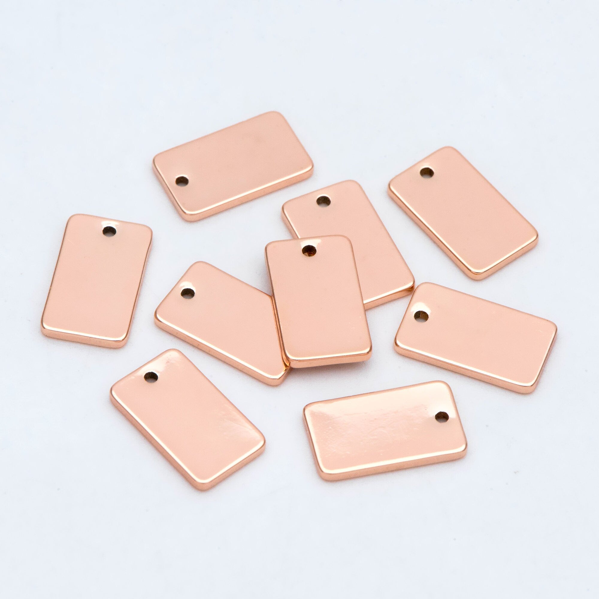 10pcs Gold/ Silver/ Rose Gold Rectangle Charms, Gold/ Rhodium plated Brass Flat Rectangle Pendants 12x7mm, Geometric Bar Charms (GB-2245)